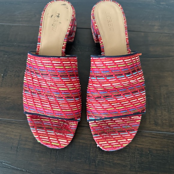J CREW Raffia Low Block Heel Mule Slides - Picture 2 of 6